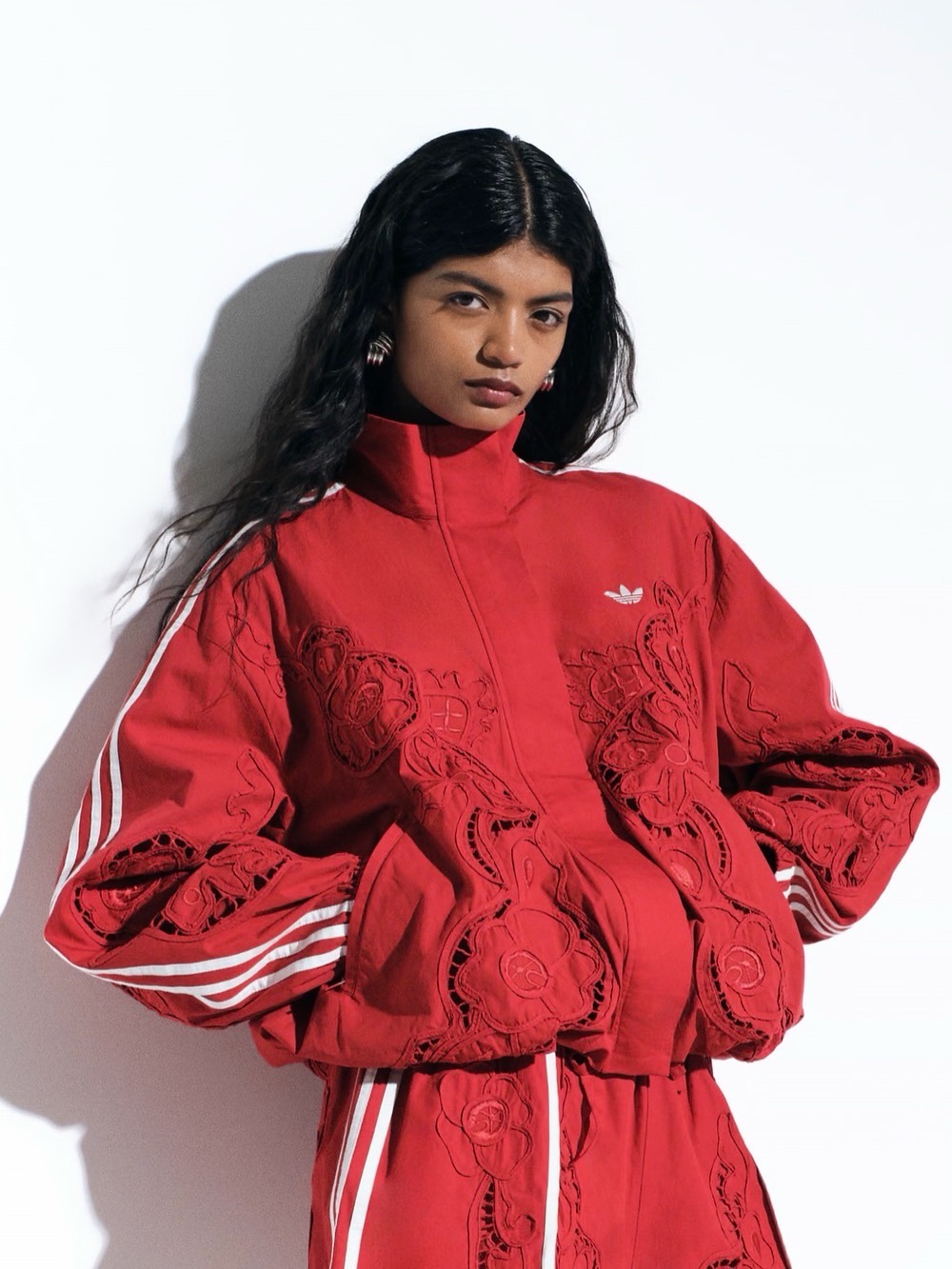 adidas Originals x ASOS oversized cutwork track jacket in red